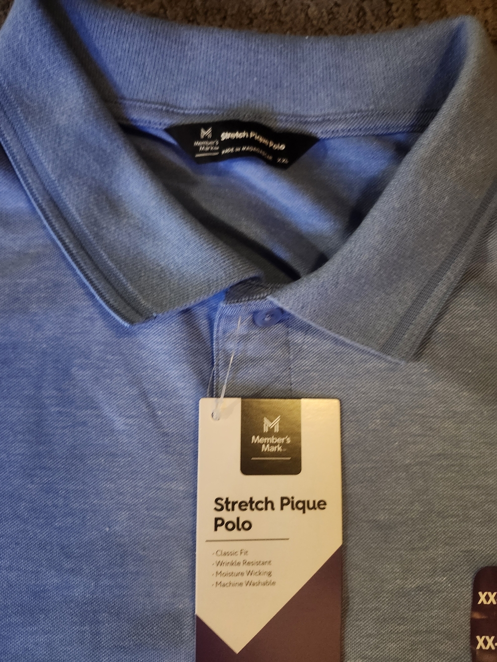 Member's Mark Stretch Pique Polo Shirt - Light Blue